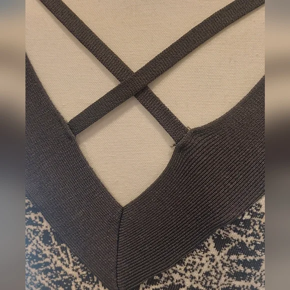 Gray and White Embellished Ruched Bodycon Midi Dress - Picture 9 of 11